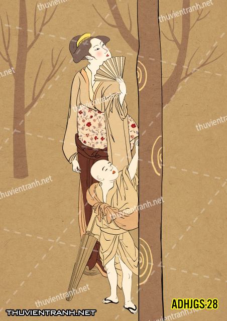 Tranh dán tường Cô gái  Nhật Bản mặc kimono, tranh minh họa cô gái Nhật Bản xưa -ADHJGS-28 - Kết quả tìm kiếm tranh tường